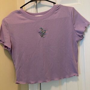Purple Lettuce Trim Cropped tee